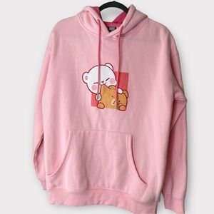 Milkmochabear Pink Hoodie with Bear Graphic